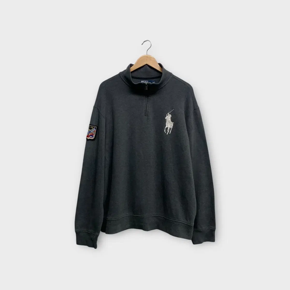 ポロラルフローレングレービッグポニーワッフェンハーフジップアップ